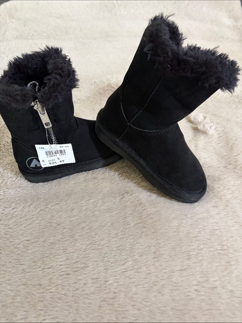 Airwalk Kids Black Faux-Fur Zip Winter Boots